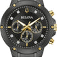 Bulova Men's Classic 6-Hand Chronograph Diamond Quartz Black Ion Plated Stainless Steel Watch, 24 Hour Time, 43mm, Style:98D190