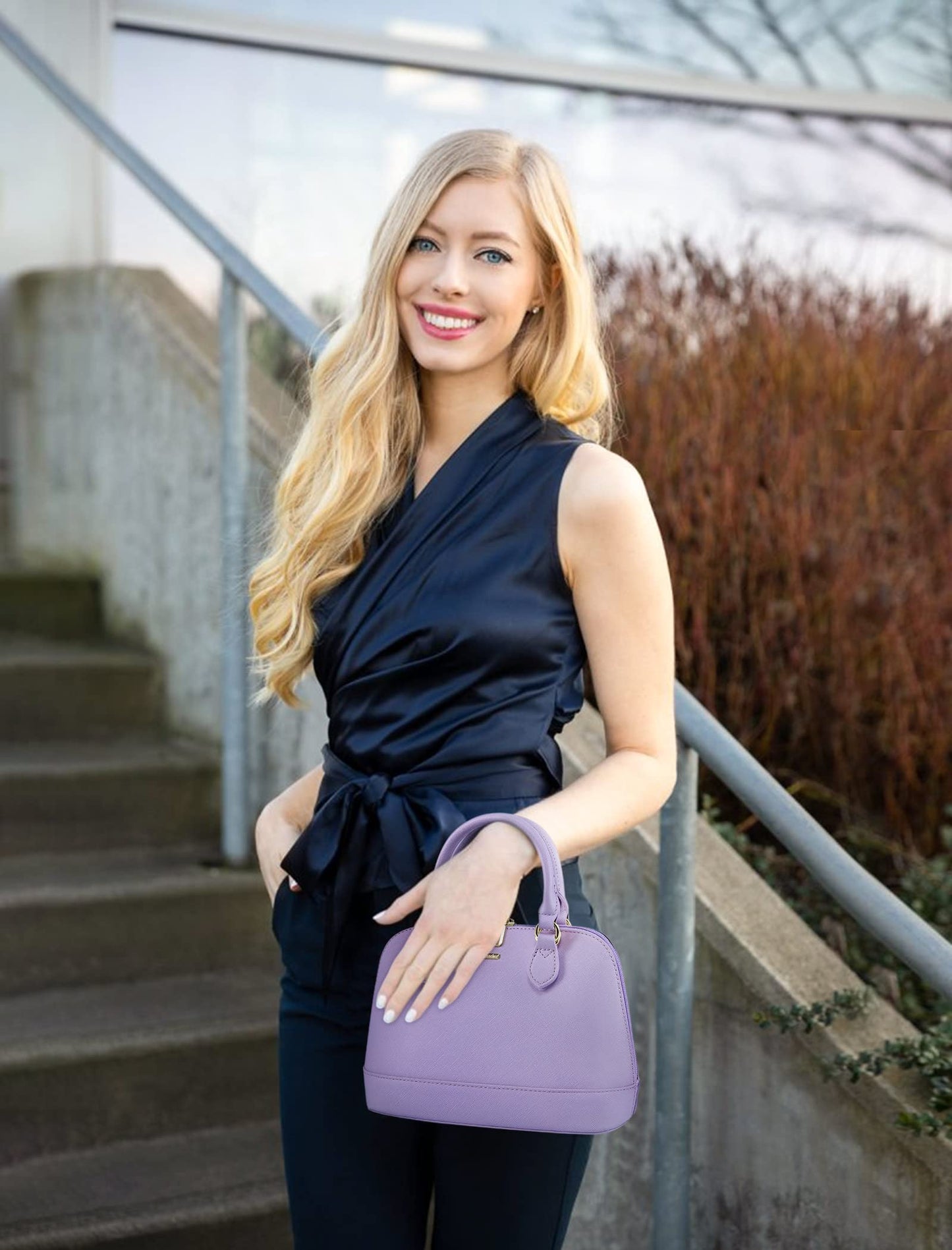 LOVEVOOK Purse for Women Small Crossbody Bags Classic Double Zip Top Handle Dome Satchel Bag