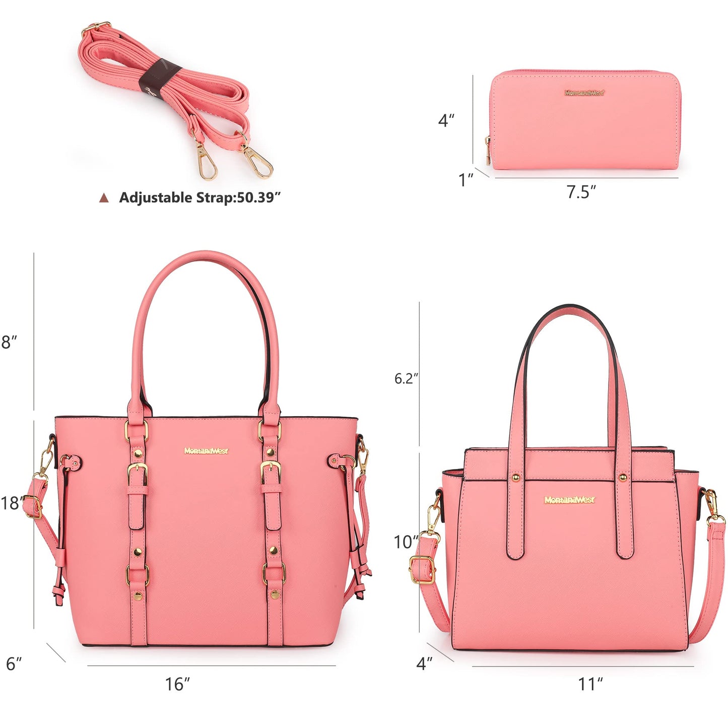 Montana West 3PCS Purses for Women Tote Bag and Wallet Set Shoulder Satchel Handbags