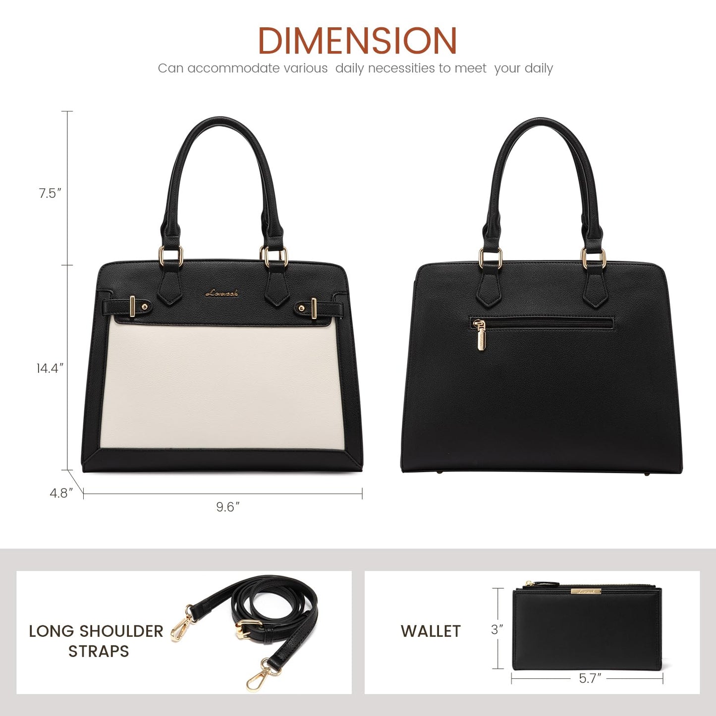 LOVEVOOK Purses and Handbags for Women, Tote Shoulder Bag Satchel Black Purse and PU Leather Top Handle for ladies