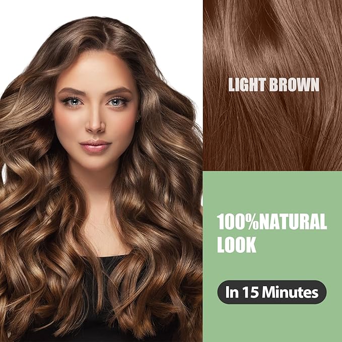 FARNDU Light Brown Hair Dye Shampoo 3 in 1 with Argan Oil – 10-15 Min Gray Coverage, Natural Instant Hair Color Shampoo for Women and Men