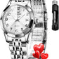 OLEVS Womens Watch Fashion Dress Diamond Female Watches for Ladies Analog Quartz Stainless Steel Waterproof Luminous Day Date Two Tone Wristwatch