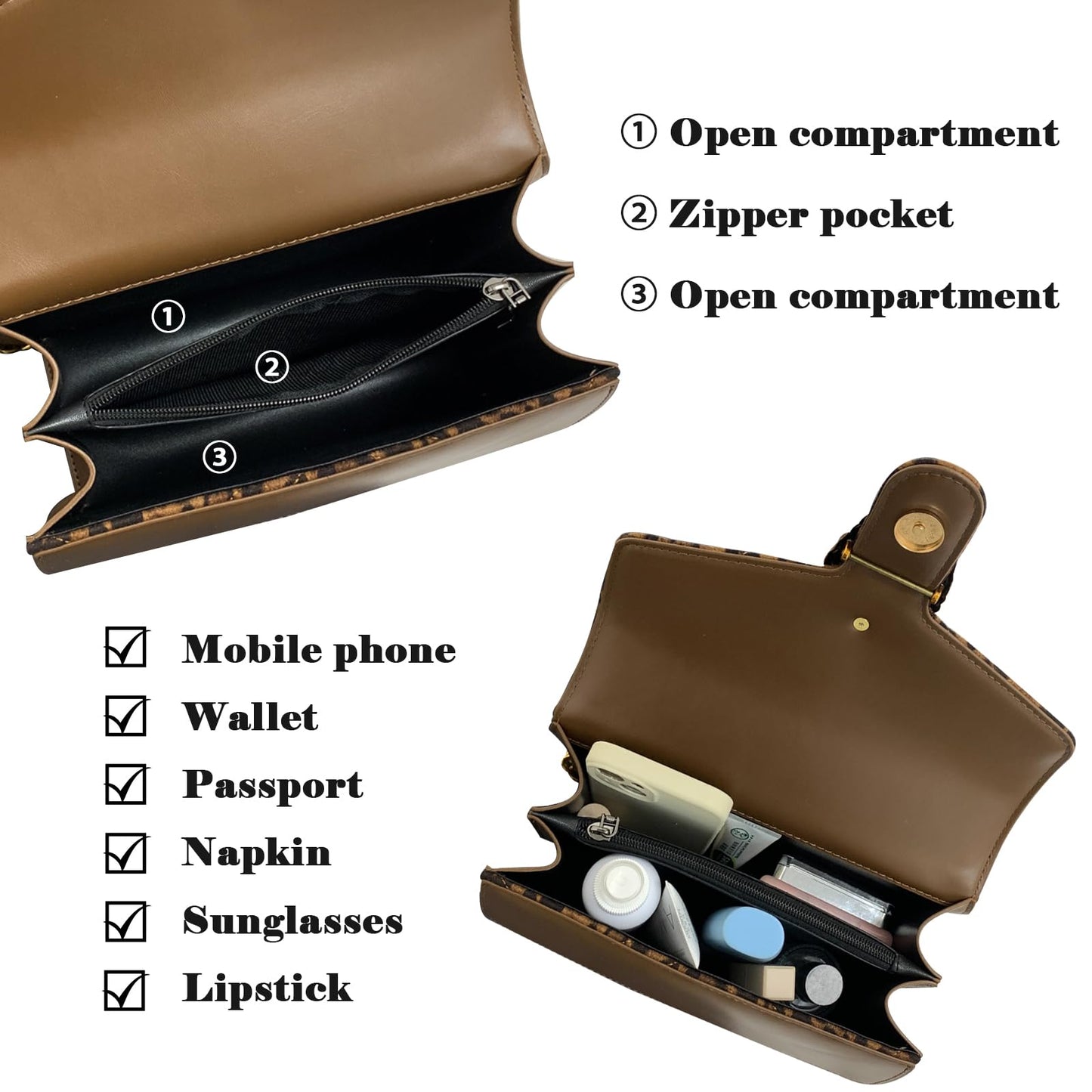 MYHOZEE Crossbody Bags for Women - Snake Printed Clutch Purses Leather Chain Shoulder Bags Evening Handbags