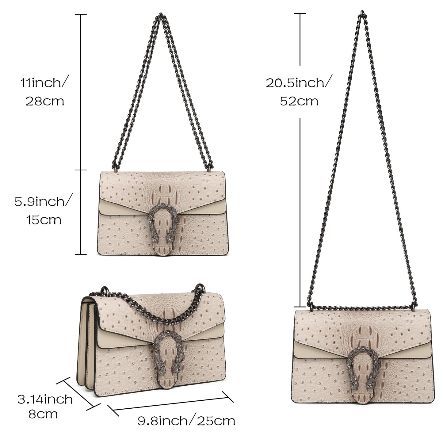 MYHOZEE Crossbody Bags for Women - Snake Printed Clutch Purses Leather Chain Shoulder Bags Evening Handbags