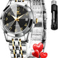 OLEVS Womens Watch Fashion Dress Diamond Female Watches for Ladies Analog Quartz Stainless Steel Waterproof Luminous Day Date Two Tone Wristwatch