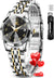 OLEVS Womens Watch Fashion Dress Diamond Female Watches for Ladies Analog Quartz Stainless Steel Waterproof Luminous Day Date Two Tone Wristwatch