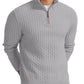 Askdeer Men's Quarter Zip Sweater Waffle Knit Sweater Mock Neck Polo Sweater Casual Pullover Sweater with Ribbing Edge