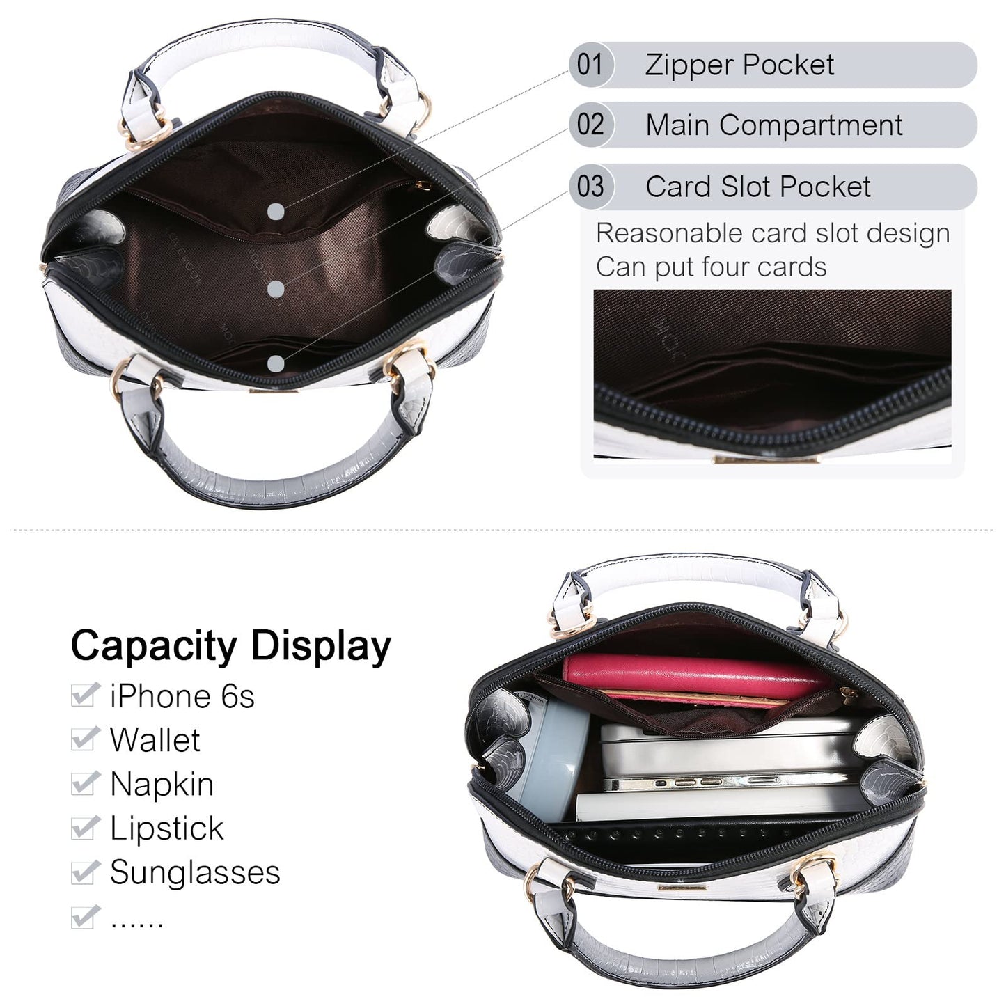 LOVEVOOK Purse for Women Small Crossbody Bags Classic Double Zip Top Handle Dome Satchel Bag