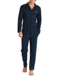DAVID ARCHY Mens Pajamas Set Soft Cotton Notched Collar Pajamas for Men Long Sleeve Mens Sleepwear with Pockets & Front Fly