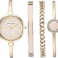 Anne Klein Women's Bangle Watch and Premium Crystal Accented Bracelet Set