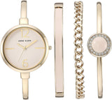 Anne Klein Women's Bangle Watch and Premium Crystal Accented Bracelet Set