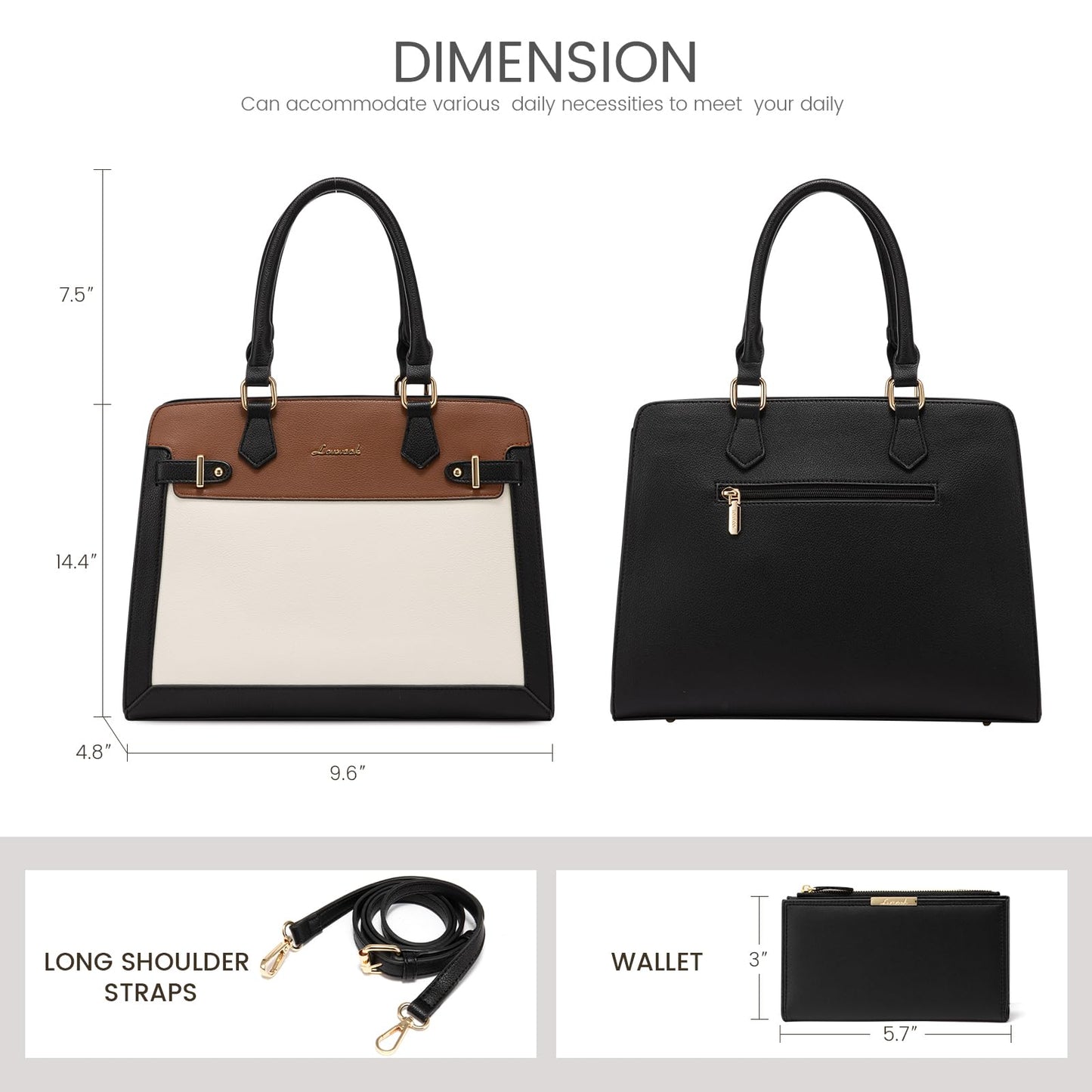 LOVEVOOK Purses and Handbags for Women, Tote Shoulder Bag Satchel Black Purse and PU Leather Top Handle for ladies