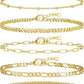 adoyi Gold Bracelets for Women, 14K Gold Plated Stackable Bracelet Stack Set