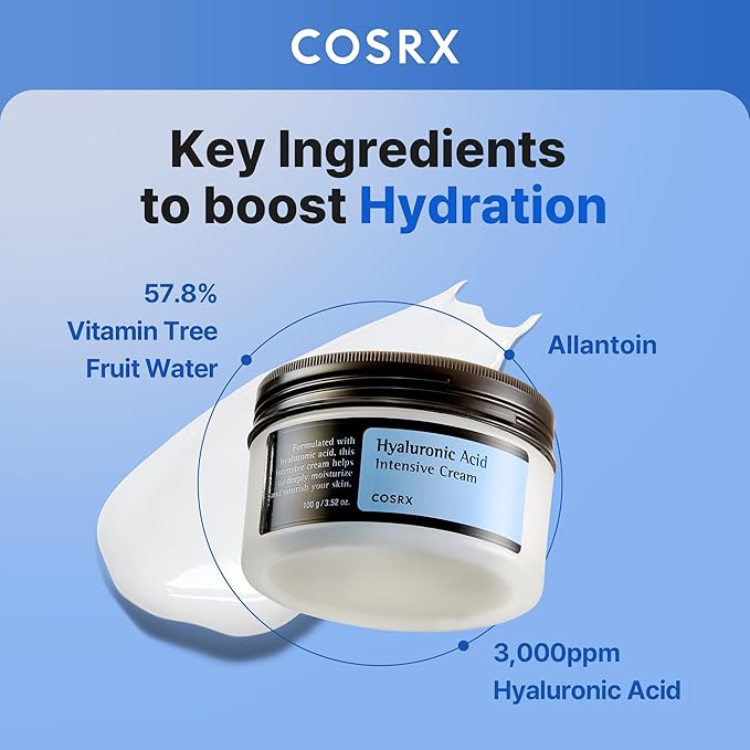 COSRX Hyaluronic Acid Moisturizing Cream, Long-lasting Hydration, Rich Moisturizer for Sensitive Skin
