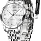 OLEVS Watch for Men Diamond Business Dress Analog Quartz Stainless Steel Waterproof Luminous Date Two Tone Luxury Casual Wrist Watch