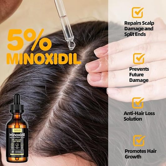5% Minoxidil Hair Growth Serum Oil For Men and Women, Biotin Hair Serum, Safest Hair Regrowth Treatment, Prevent Scalp Hair Loss 60ml / 2.11 fl.oz