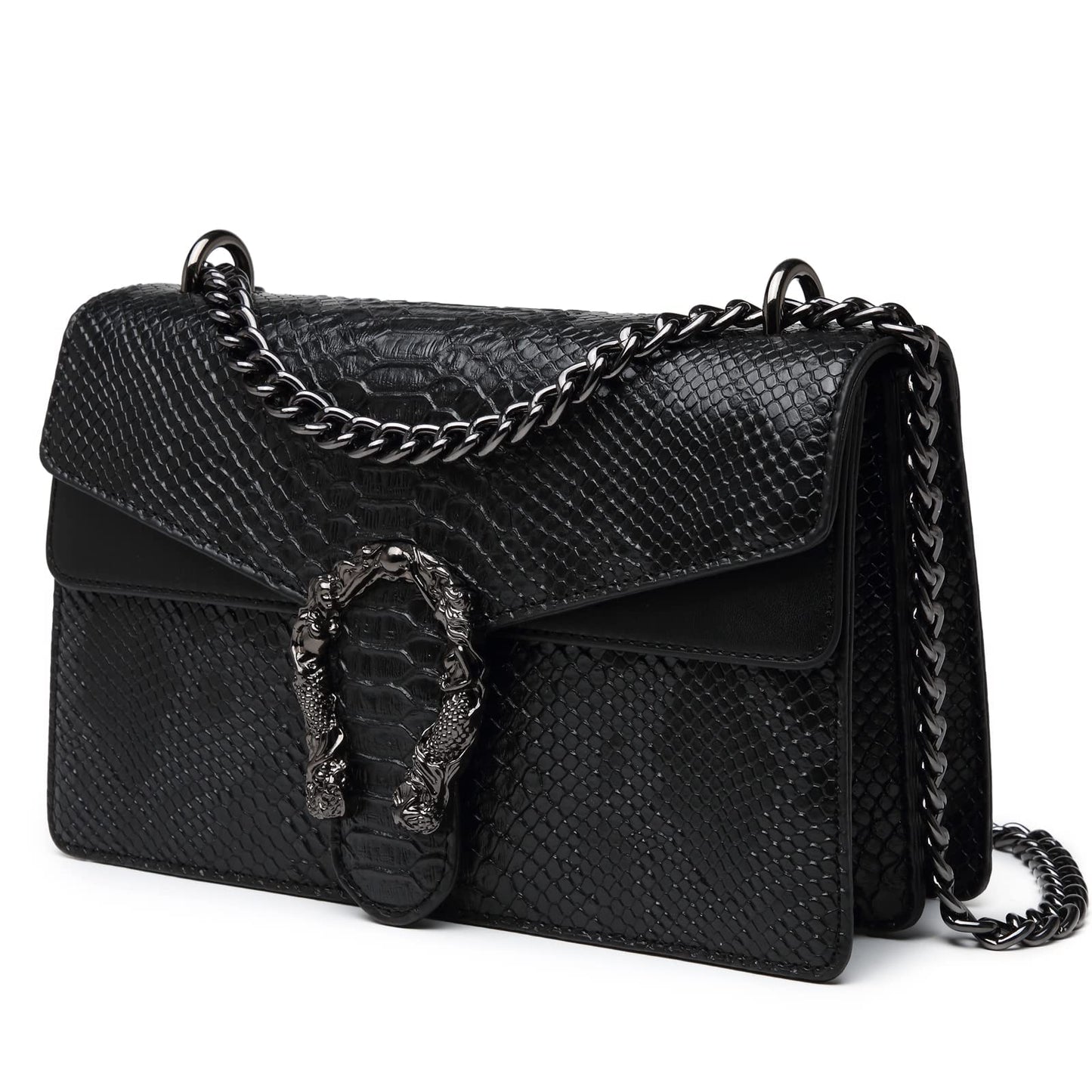 MYHOZEE Crossbody Bags for Women - Snake Printed Clutch Purses Leather Chain Shoulder Bags Evening Handbags