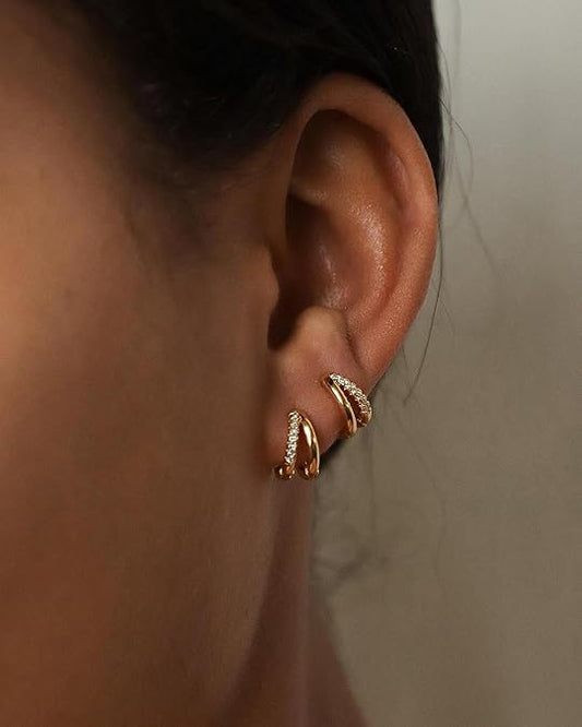 Gold Hoop Earrings for Women,14K Gold P