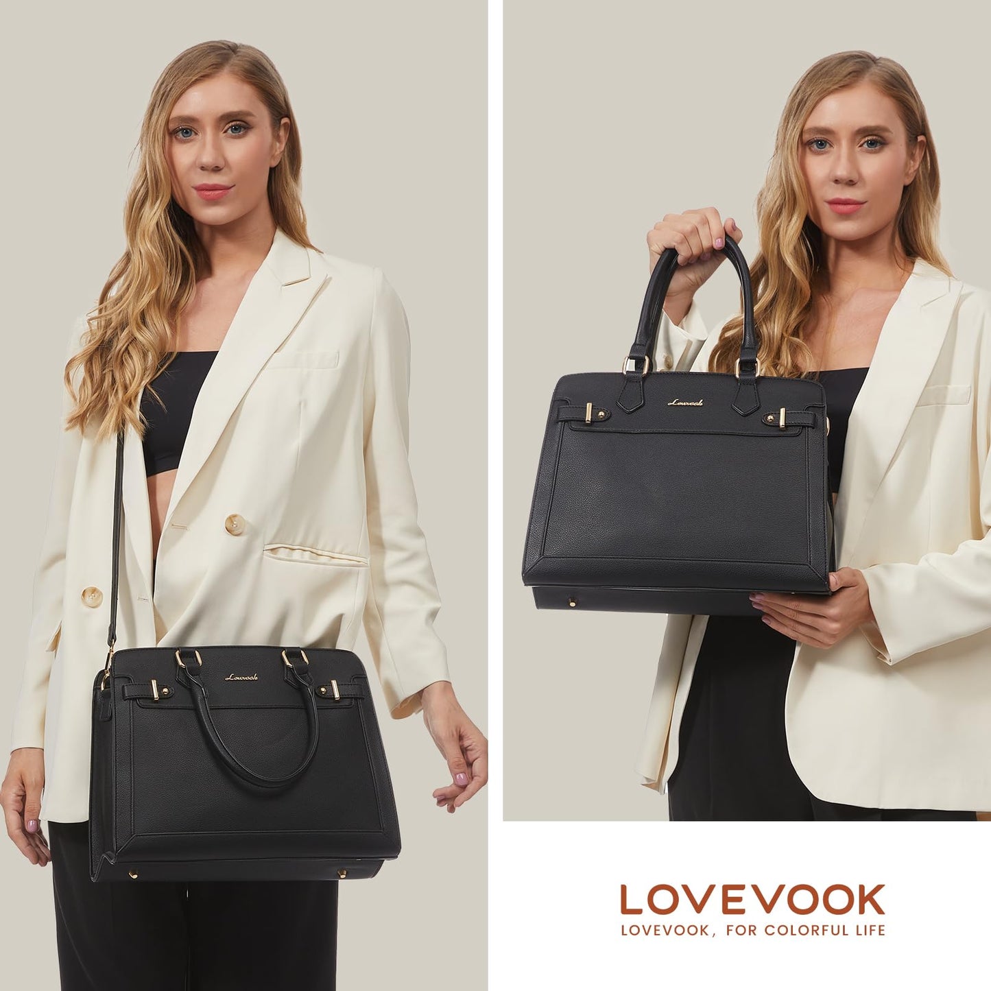 LOVEVOOK Purses and Handbags for Women, Tote Shoulder Bag Satchel Black Purse and PU Leather Top Handle for ladies
