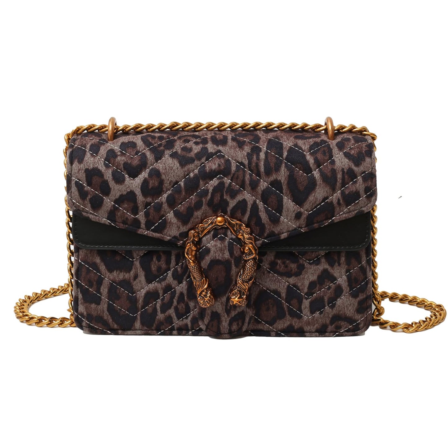 MYHOZEE Crossbody Bags for Women - Snake Printed Clutch Purses Leather Chain Shoulder Bags Evening Handbags