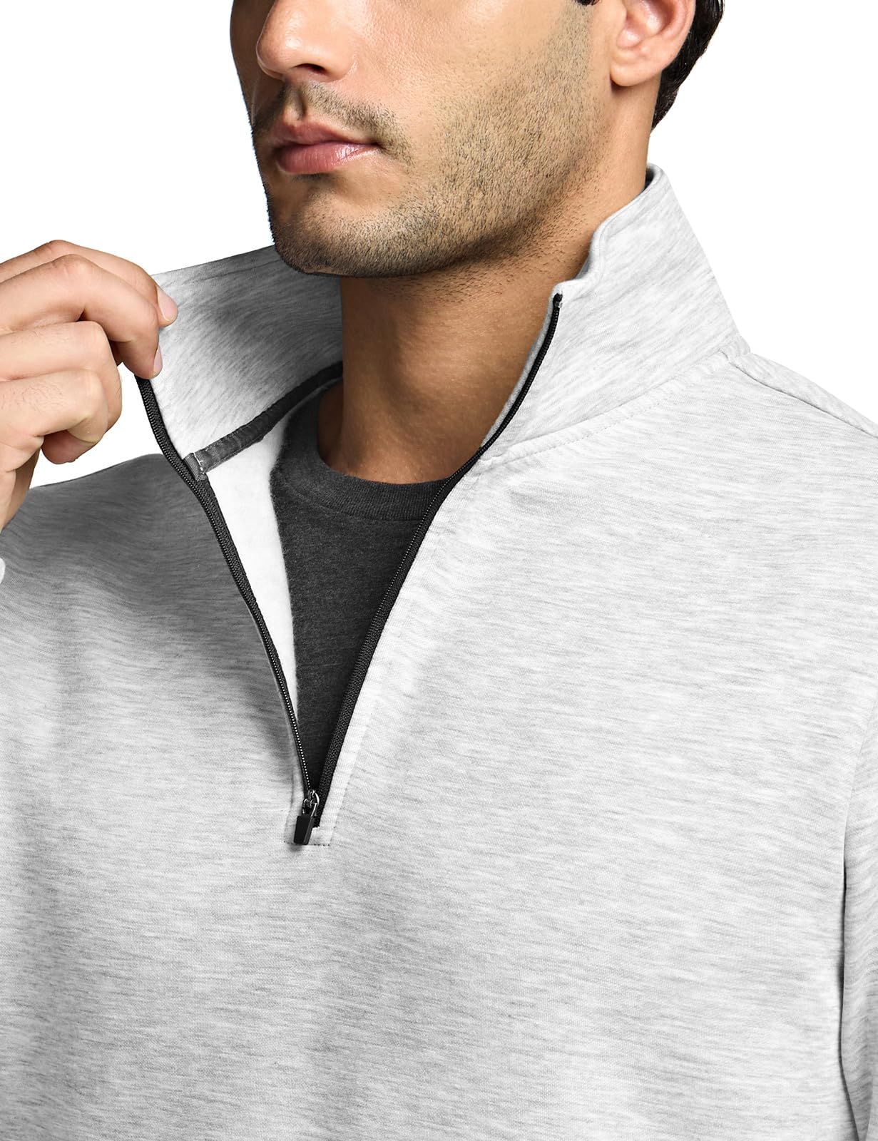 CQR Men's Thermal Fleece Quarter Zip Sweater, Outdoor Lightweight Long Sleeve Pullover, Casual Mock Neck Polo Sweaters