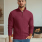 Askdeer Men's Quarter Zip Sweater Waffle Knit Sweater Mock Neck Polo Sweater Casual Pullover Sweater with Ribbing Edge