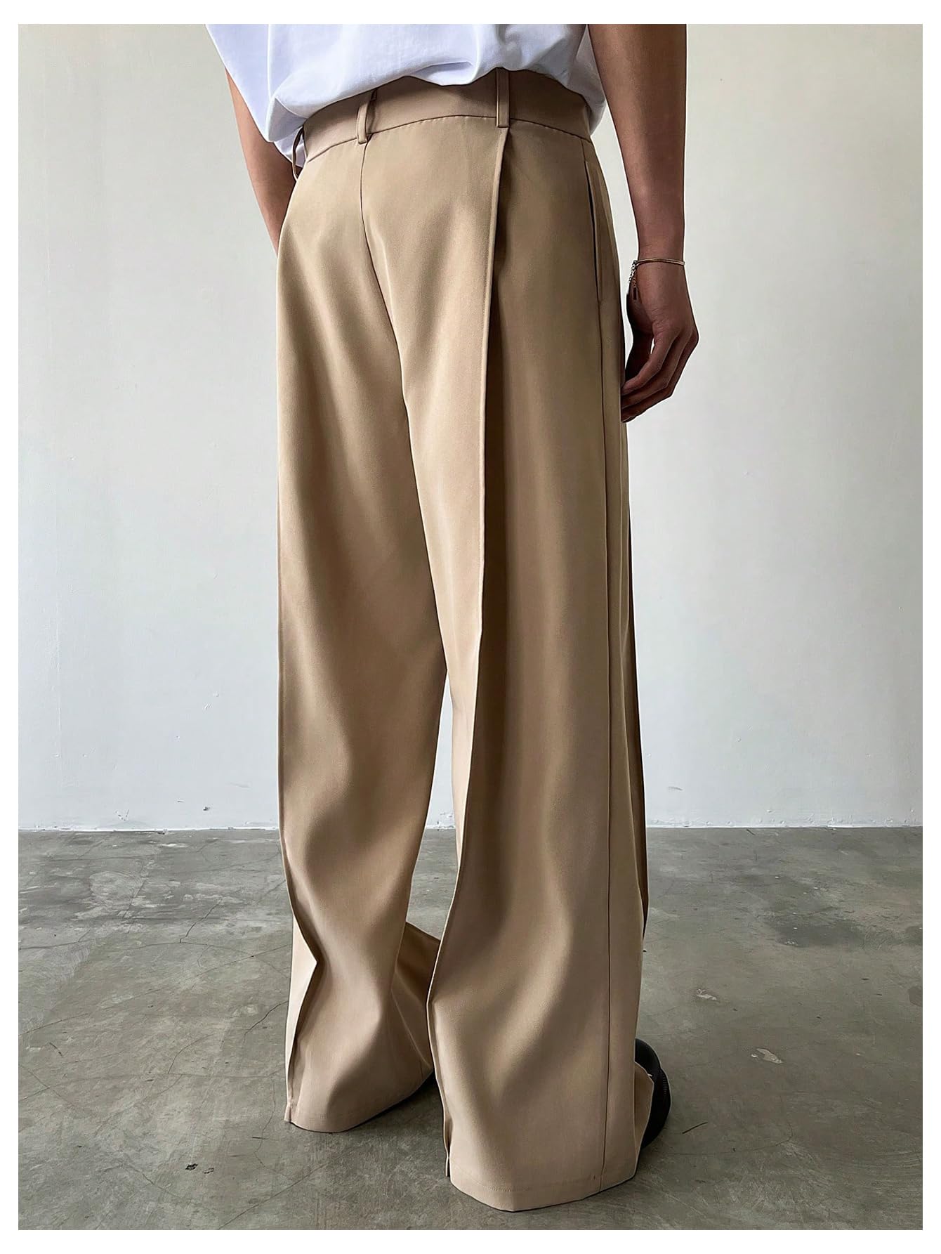 Verdusa Men's Wide Leg Pants Business Casual Dress Pants with Pockets