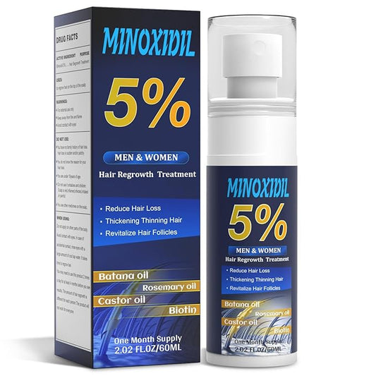 Click to see full view 5% Minoxidil for Men and Women, Hair Growth Biotin Serum with Batana and Rosemary for Hair beard Regrowth Treatments, Extra Strength Hair Loss Solution to Regrow Thicker, 2.02FL OZ