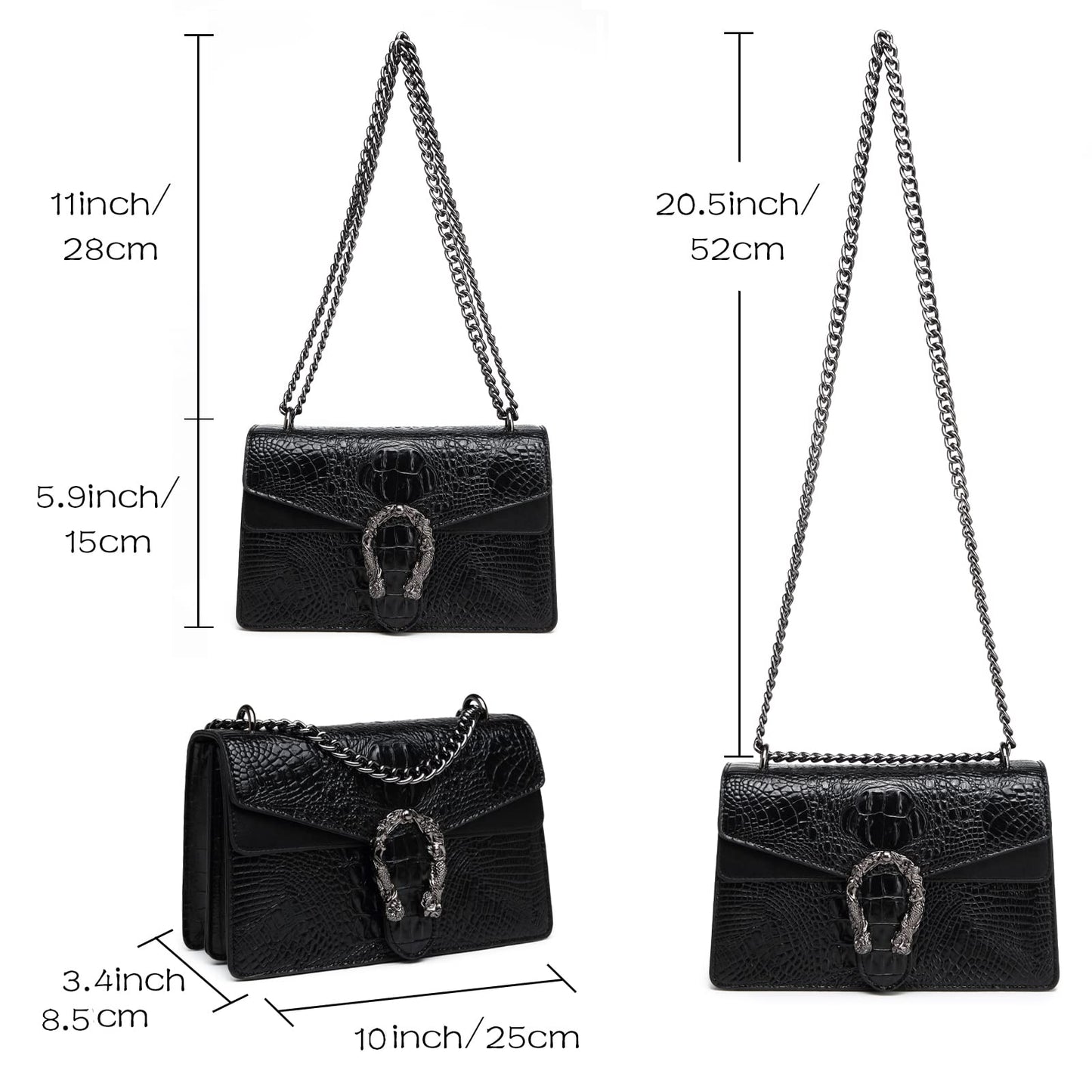 MYHOZEE Crossbody Bags for Women - Snake Printed Clutch Purses Leather Chain Shoulder Bags Evening Handbags