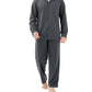 DAVID ARCHY Mens Pajamas Set Soft Cotton Notched Collar Pajamas for Men Long Sleeve Mens Sleepwear with Pockets & Front Fly