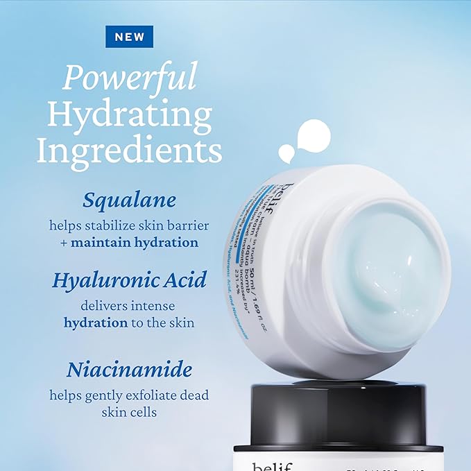 belif Aqua Bomb – Daily Niacinamide Hydrating Moisturizer, Lightweight Plumping Facial Cream with Hyaluronic Acid & Squalane