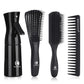 BRUSHZOO Hair Brush Set for Women, Men, and Kids - Detangling Brushes for Curly and Natural 3/4abc Hair, Wide Tooth Comb