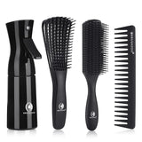 BRUSHZOO Hair Brush Set for Women, Men, and Kids - Detangling Brushes for Curly and Natural 3/4abc Hair, Wide Tooth Comb