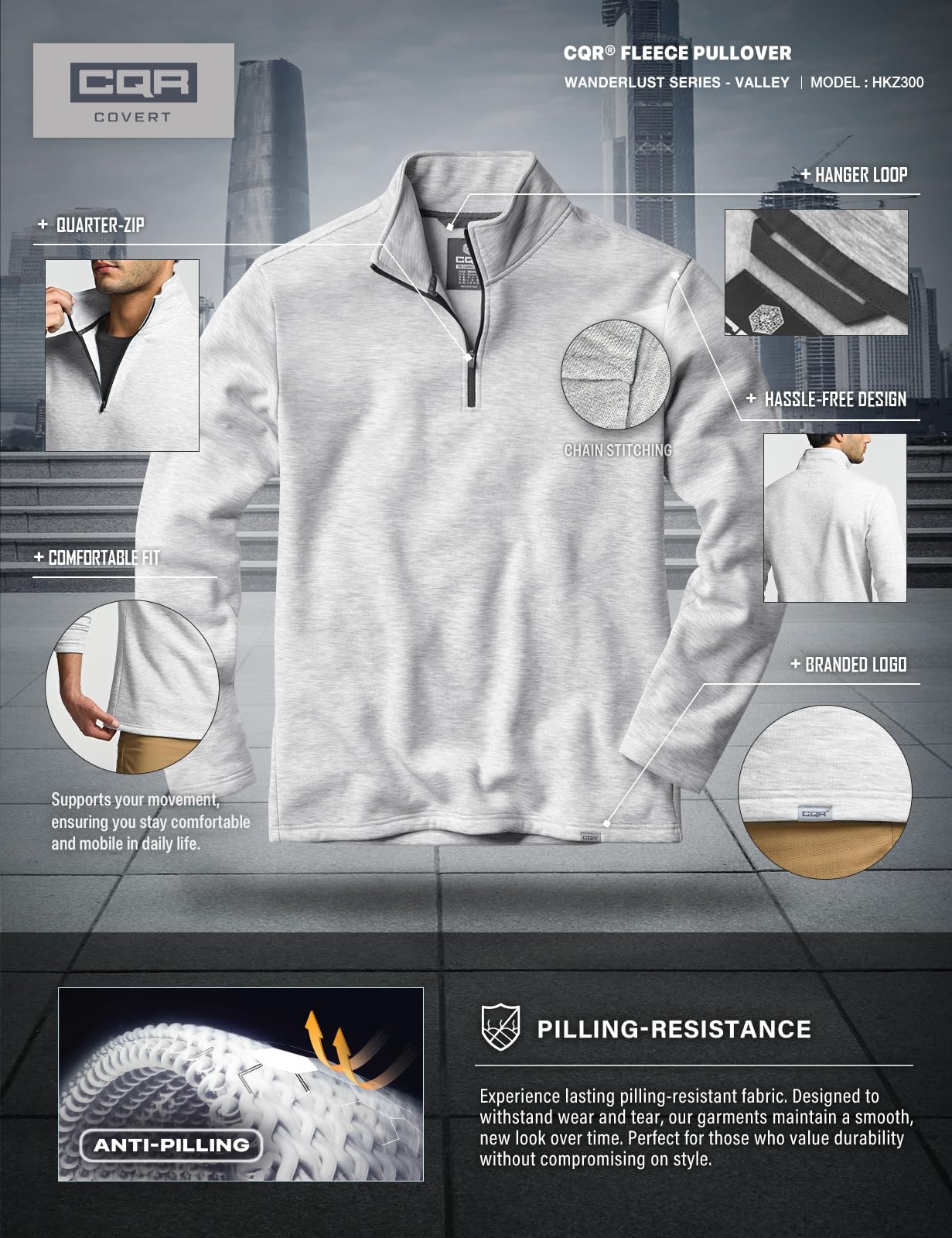 CQR Men's Thermal Fleece Quarter Zip Sweater, Outdoor Lightweight Long Sleeve Pullover, Casual Mock Neck Polo Sweaters