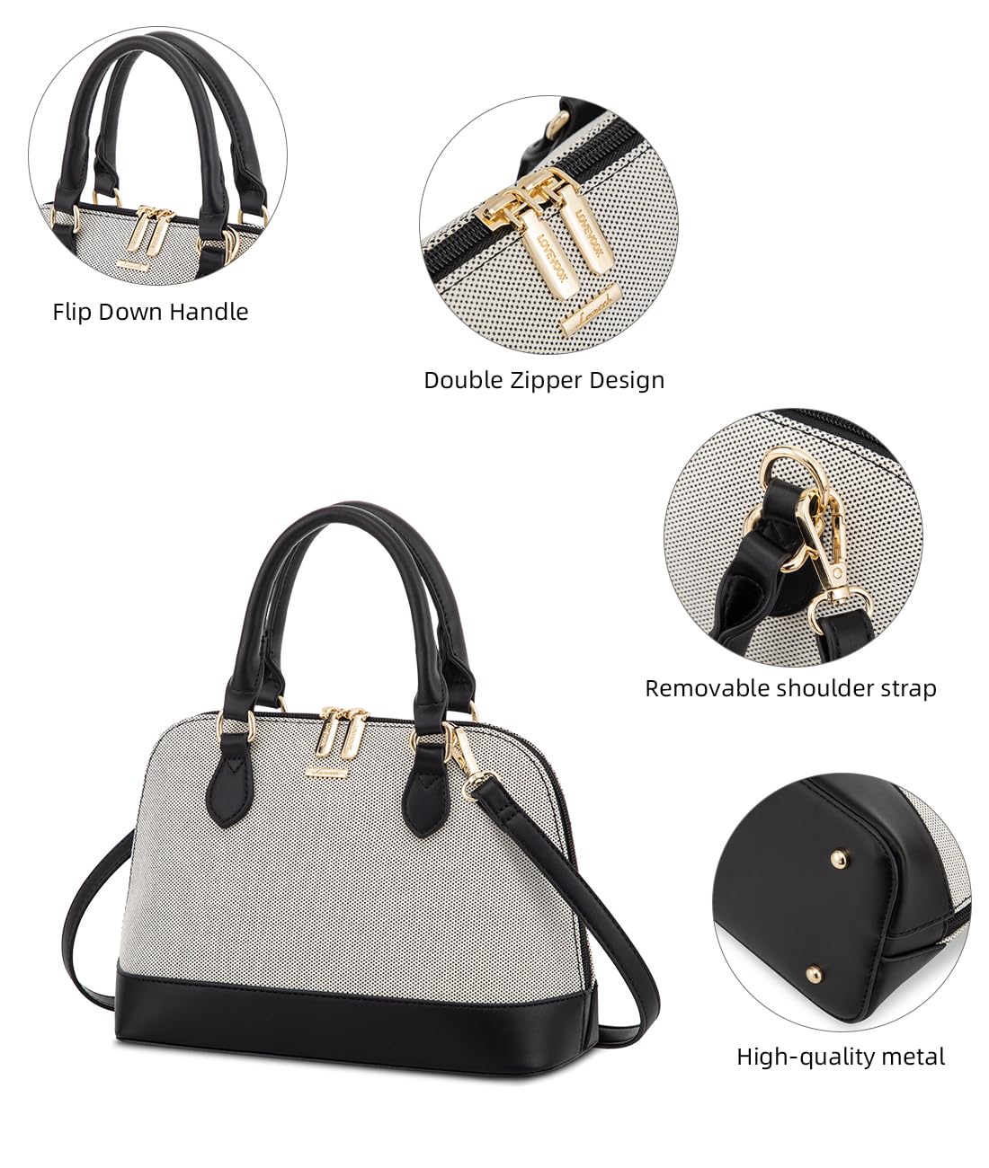 LOVEVOOK Purse for Women Small Crossbody Bags Classic Double Zip Top Handle Dome Satchel Bag