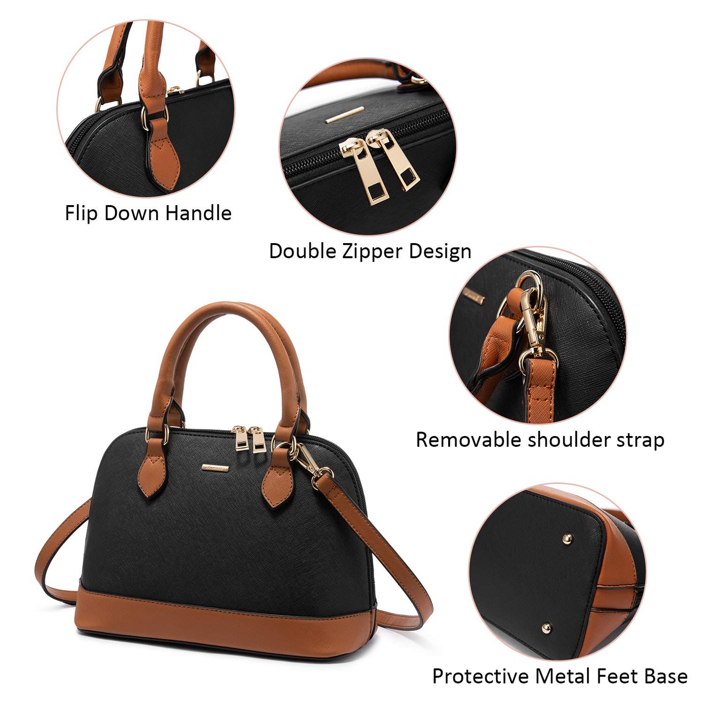 LOVEVOOK Purse for Women Small Crossbody Bags Classic Double Zip Top Handle Dome Satchel Bag