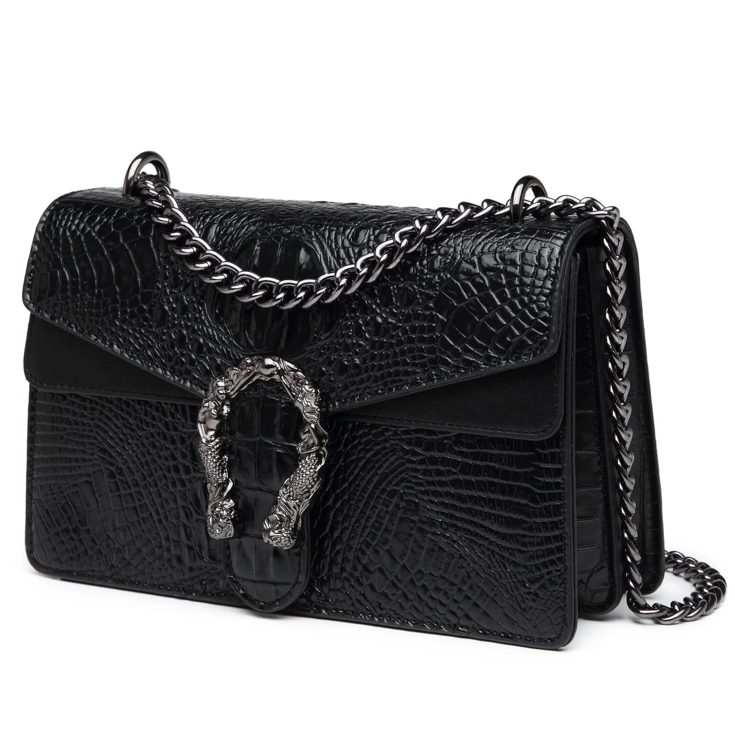 MYHOZEE Crossbody Bags for Women - Snake Printed Clutch Purses Leather Chain Shoulder Bags Evening Handbags