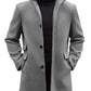 Runcati Mens Pea Coats Single Breasted Stand Collar Casual Slim Fit Trench Coat Mid Long Winter Overcoat with Pockets