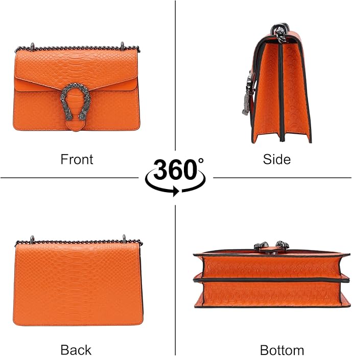 Aiqudou Crossbody Bag and Satchel Purse for Women - Fashion Snake Print Chain Purse Luxury PU Leather HandBag