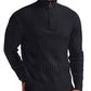 Askdeer Men's Quarter Zip Sweater Waffle Knit Sweater Mock Neck Polo Sweater Casual Pullover Sweater with Ribbing Edge