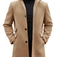Runcati Mens Pea Coats Single Breasted Stand Collar Casual Slim Fit Trench Coat Mid Long Winter Overcoat with Pockets