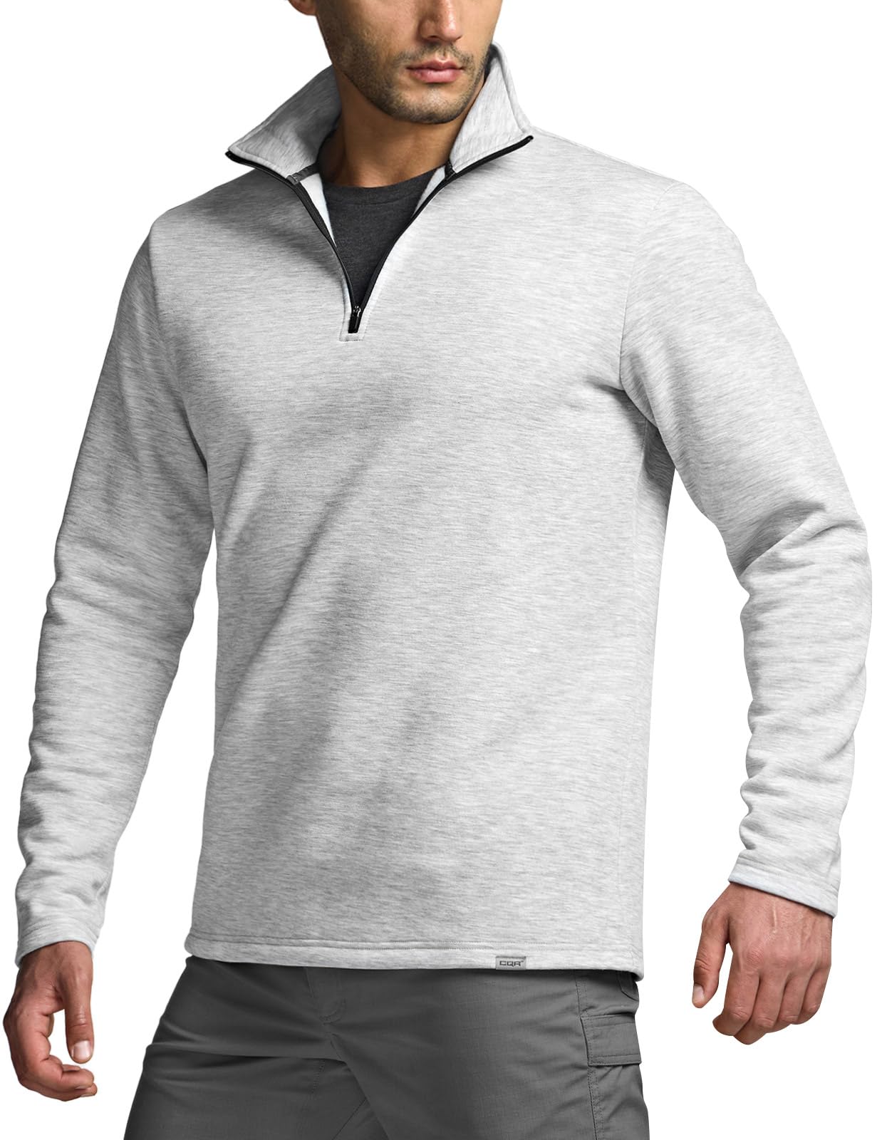CQR Men's Thermal Fleece Quarter Zip Sweater, Outdoor Lightweight Long Sleeve Pullover, Casual Mock Neck Polo Sweaters