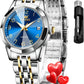 OLEVS Womens Watch Fashion Dress Diamond Female Watches for Ladies Analog Quartz Stainless Steel Waterproof Luminous Day Date Two Tone Wristwatch