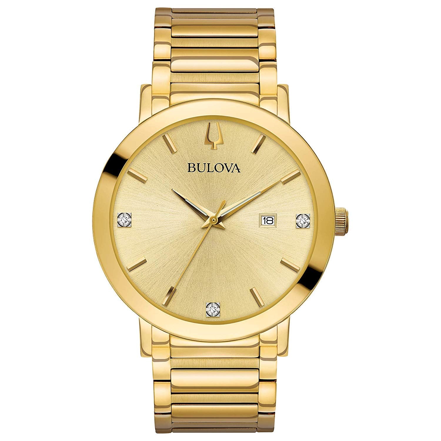Bulova Men's 3-Hand Quartz Watch with Diamond Dial and Edge to Edge Crystal