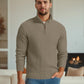 Askdeer Men's Quarter Zip Sweater Waffle Knit Sweater Mock Neck Polo Sweater Casual Pullover Sweater with Ribbing Edge