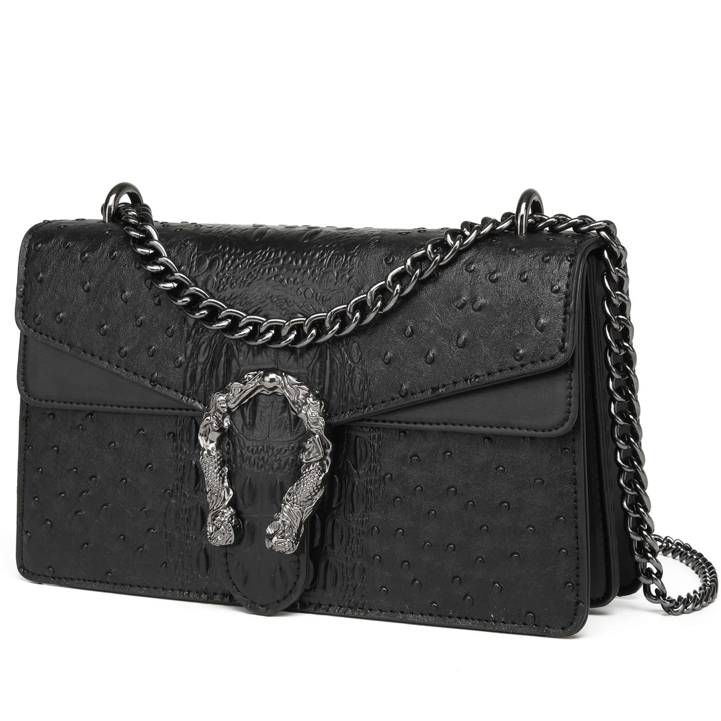 MYHOZEE Crossbody Bags for Women - Snake Printed Clutch Purses Leather Chain Shoulder Bags Evening Handbags