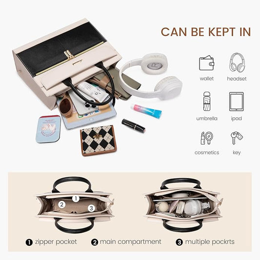 LOVEVOOK Purses and Handbags for Women,Leather Shoulder Bag Black Purse Tote,Satchel Crossbody Bags Top Handle for Ladies