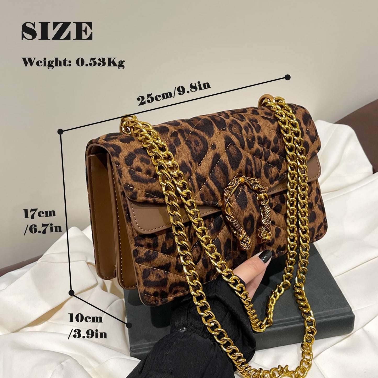 MYHOZEE Crossbody Bags for Women - Snake Printed Clutch Purses Leather Chain Shoulder Bags Evening Handbags