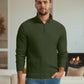 Askdeer Men's Quarter Zip Sweater Waffle Knit Sweater Mock Neck Polo Sweater Casual Pullover Sweater with Ribbing Edge