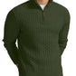 Askdeer Men's Quarter Zip Sweater Waffle Knit Sweater Mock Neck Polo Sweater Casual Pullover Sweater with Ribbing Edge
